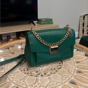Michael Kors Green Crossbody Bag with Gold Chain